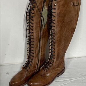 BED|STU Tan Leather Lace-Up Boots